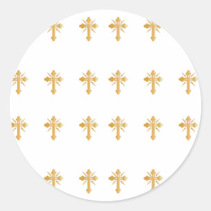 Christian Gold Cross Classic Round Sticker