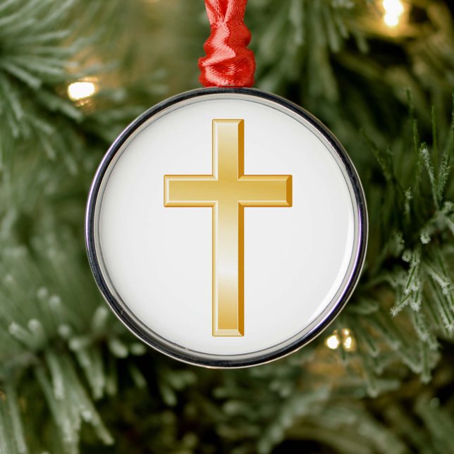 Christian Gold Cross Ornament (This symbol also serves as a reminder of Christian religious beliefs and spiritual devotion. )