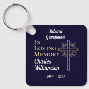 Christian Gold Cross Remberance Memorial Photo Key Ring