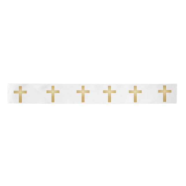 Christian Gold Cross Satin Ribbon (Front)