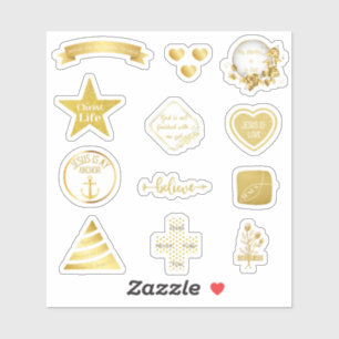 Christian gold Jesus sticker pack