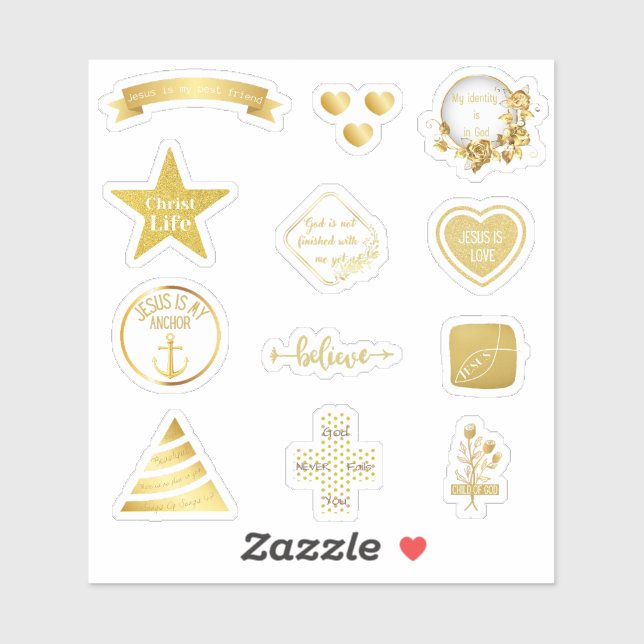 Christian gold Jesus sticker pack (Sheet)