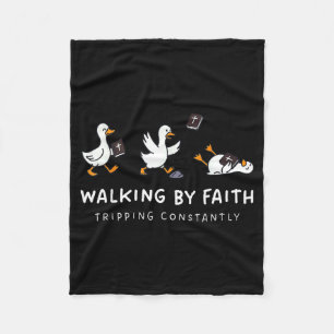 Christian Goose Walking By Faith Tripng Constantly Fleece Blanket