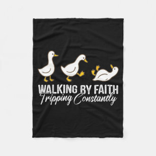 Christian Goose Walking By Faith Tripng Constantly Fleece Blanket