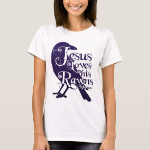 Christian Goth Jesus Loves His Ravens Luke 12:24 T-Shirt