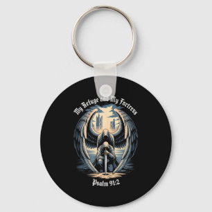 Christian Gothic Guardian Angel Bible Quote Psalm Key Ring