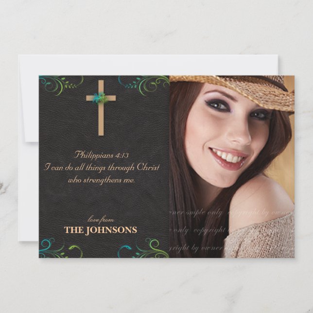 Christian Grad Graduation Photo I can do all thing Announcement (Front)