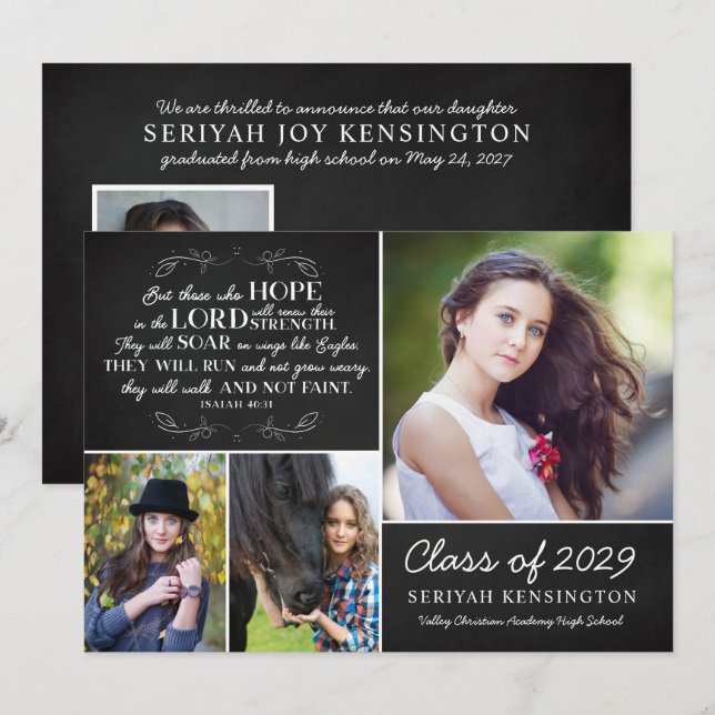 Christian Graduation Bible Verse Isaiah 40 Photo Invitation (Front/Back)