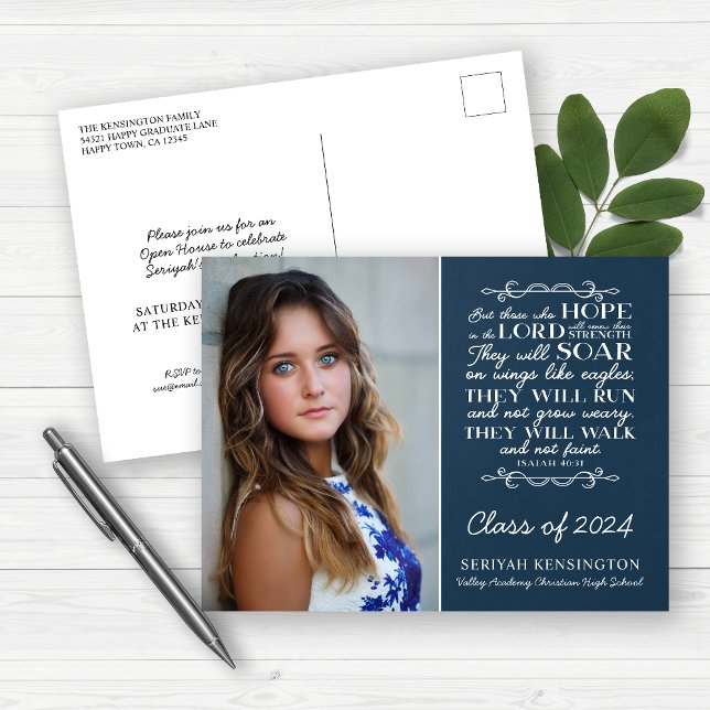 Christian Graduation Bible Verse Isaiah 40 Photo Postcard (Creator Uploaded)