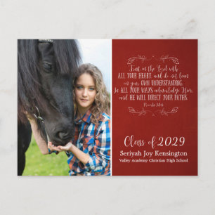 Christian Graduation Bible Verse Rustic Red Postcard
