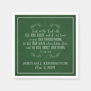 Christian Graduation Bible Verse Typography Green Napkin