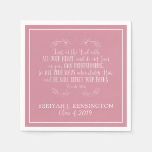 Christian Graduation Bible Verse Typography Pink Napkin
