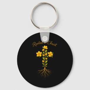 Christian Graphic Tee Rooted In Christ For Women F Key Ring