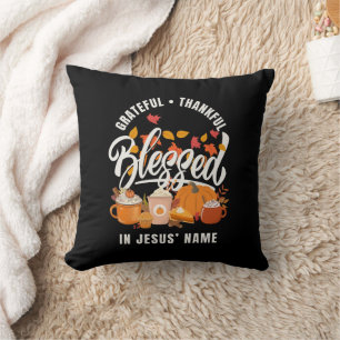 Christian GRATEFUL THANKFUL BLESSED Thanksgiving Cushion