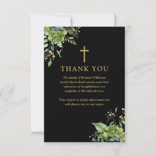 Christian Greenery Celebration Of Life Funeral Thank You Card