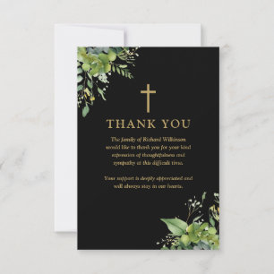 Christian Greenery Celebration Of Life Funeral Thank You Card