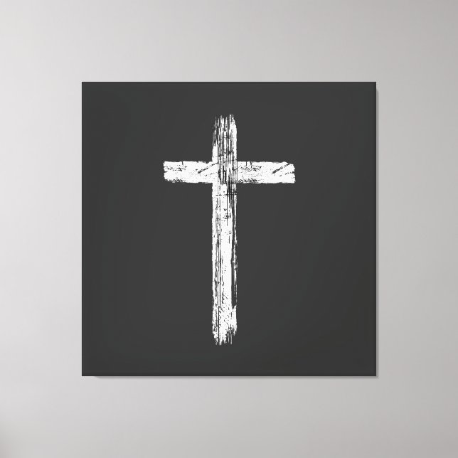 Christian Grunge Cross Canvas Print (Front)