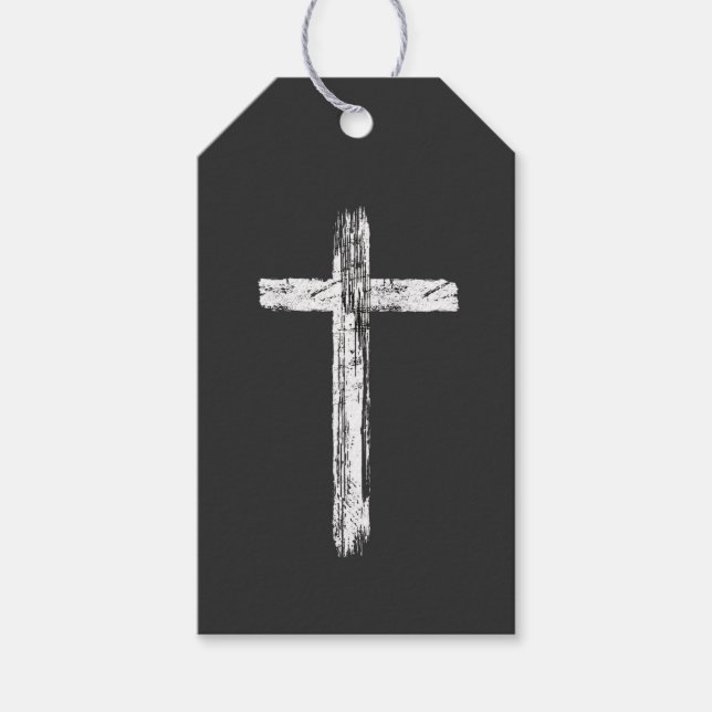 Christian Grunge Cross Gift Tags (Front)