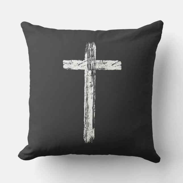 Christian Grunge Cross Square  Cushion (Front)