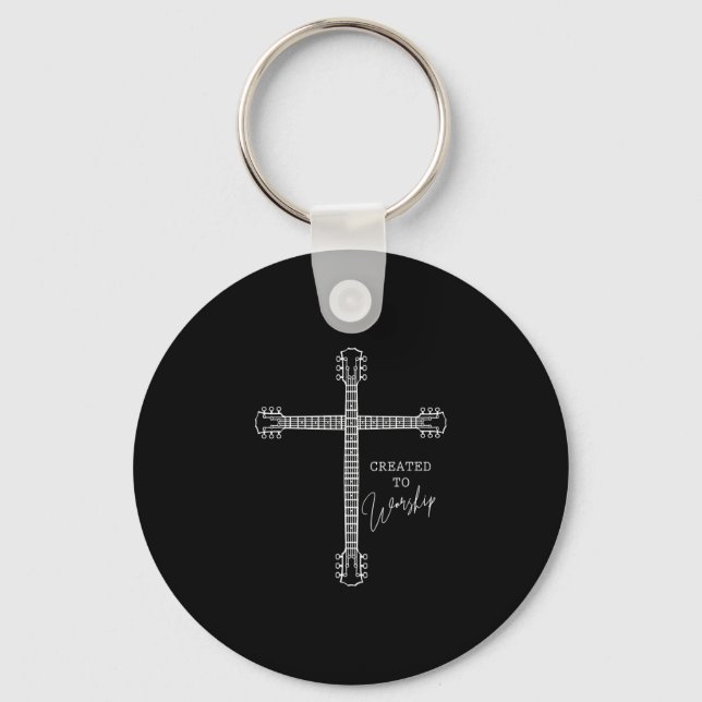 Christian Guitarist Created To Worship Musician Key Ring (Front)