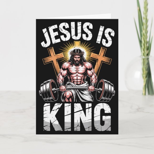 Christian Gym Jesus Is King Workout Religious Weig Card (Front)
