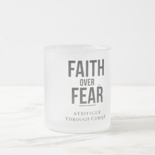 Christian Gym Shirt   Faith Over Fear Workout Moti Frosted Glass Coffee Mug