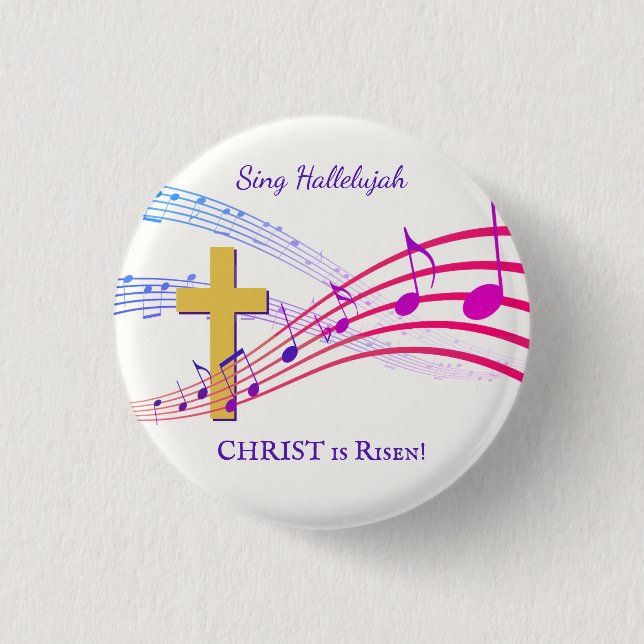 Christian HALLELUJAH CHRIST IS RISEN Easter 3 Cm Round Badge (Front)