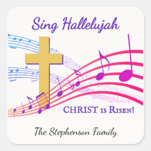 Christian HALLELUJAH CHRIST IS RISEN Easter Square Sticker