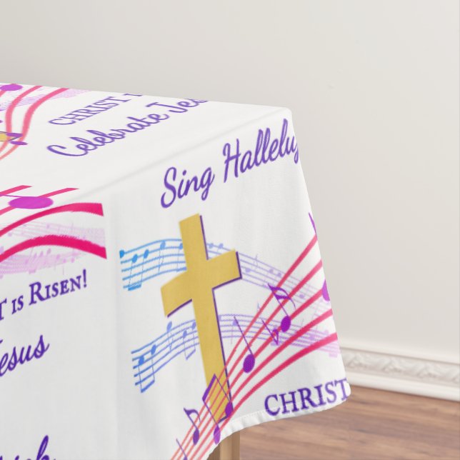 Christian HALLELUJAH CHRIST IS RISEN Easter Tablecloth (In Situ)