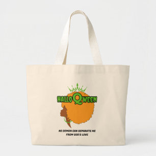 Christian Halloween Afro Queen HALLOQWEEN Large Tote Bag