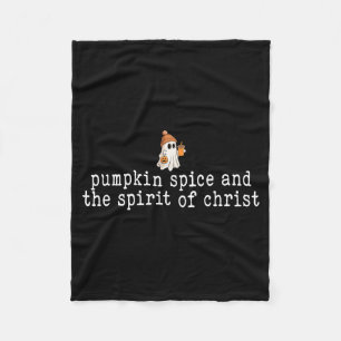 Christian Halloween Cute Ghost Pumpkin Sce Faith Fleece Blanket