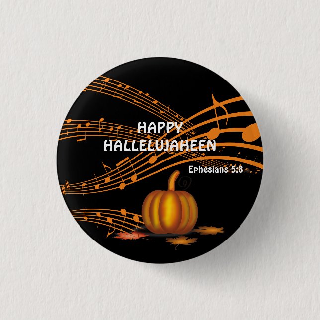 Christian Halloween HALLELUJAHEEN | Pumpkin 3 Cm Round Badge (Front)