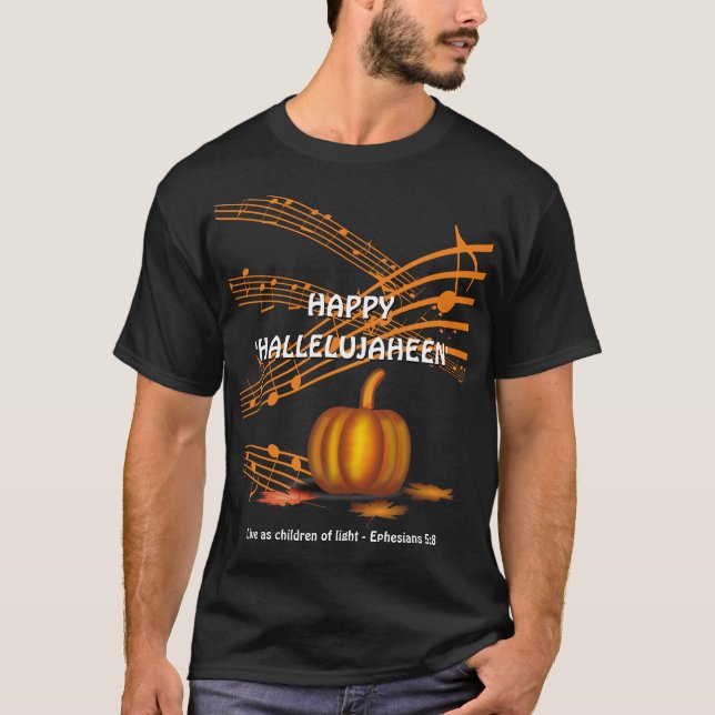 Christian Halloween HAPPY HALLELUJAHEEN | Pumpkin T-Shirt (Front)