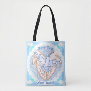 Christian Hands Dove Tote Bag