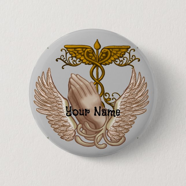 Christian Hands Nurse  6 Cm Round Badge (Front)