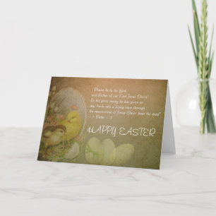Christian Happy Easter Bible Verse Chickens Holiday Card