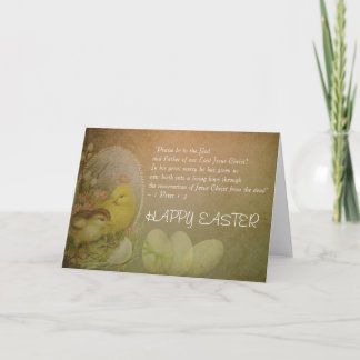 Christian Happy Easter Bible Verse Chickens Holiday Card