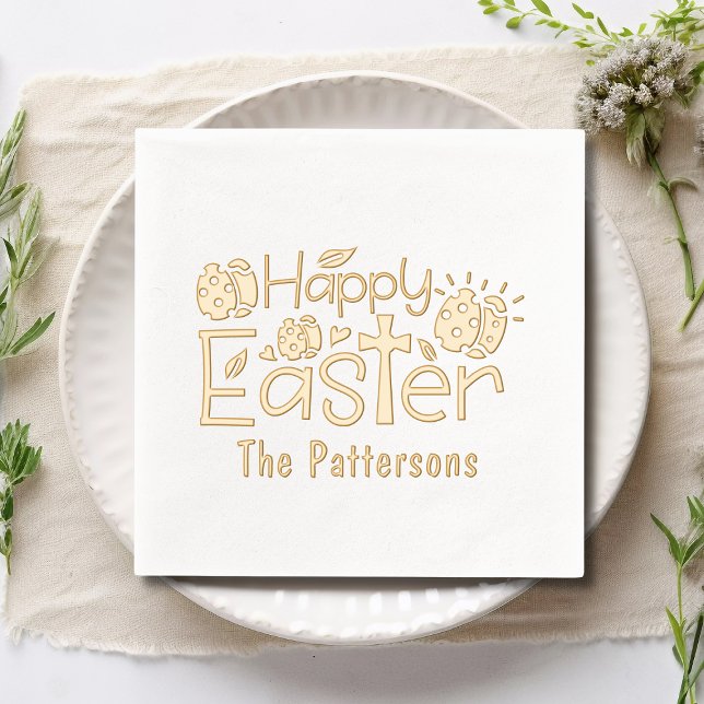 Christian Happy Easter Religious Personalised Name Foil Napkins (Creator Uploaded)