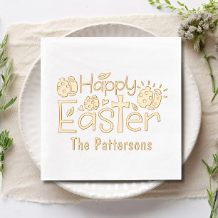 Christian Happy Easter Religious Personalised Name Foil Napkins