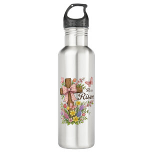 Christian- He is Risen Floral Cross Religious East 710 Ml Water Bottle