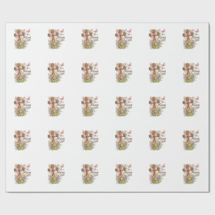 Christian- He is Risen Floral Cross Religious East Wrapping Paper