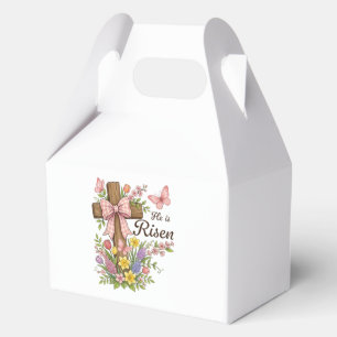 Christian- He is Risen Floral Cross Religious Favour Box