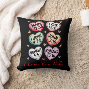 Christian Heart Valentines Bible Verses I love you Cushion