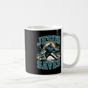 Christian Hockey Jesus Saves Hockey Goalie Humor R Coffee Mug