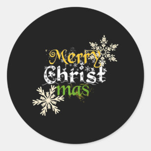 Christian Holiday Merry-Christ-Mas Christmas Classic Round Sticker