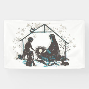 Christian Holy Baby Jesus Christmas Nativity Scene Banner