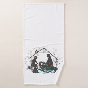 Christian Holy Baby Jesus Christmas Nativity Scene Bath Towel Set