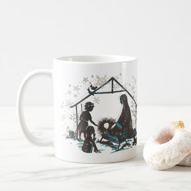 Christian Holy Baby Jesus Christmas Nativity Scene Coffee Mug (With Donut)