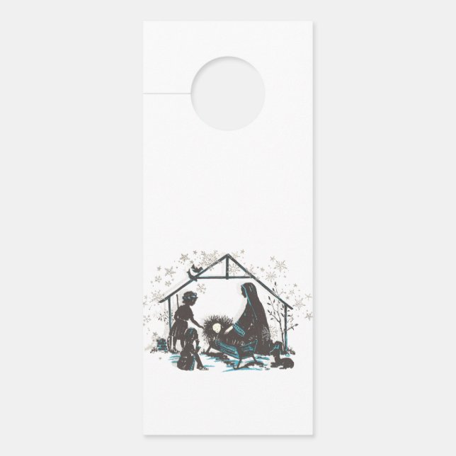 Christian Holy Baby Jesus Christmas Nativity Scene Door Hanger (Front)