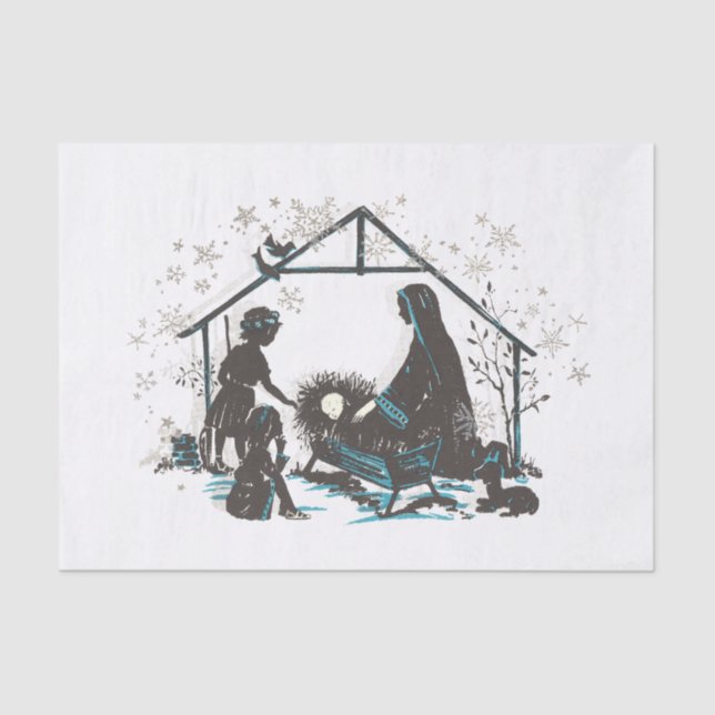 Christian Holy Baby Jesus Christmas Nativity Scene Tissue Paper (Front)